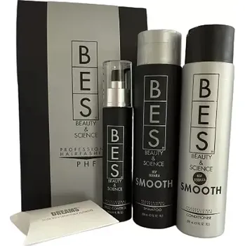 Kosmetická sada Bes dárková sada Smooth – šampon, balzám a Frizz Control gel s arganovým olejem | Hladké a zářivé vlasy bez krepatění – Lvhair.cz