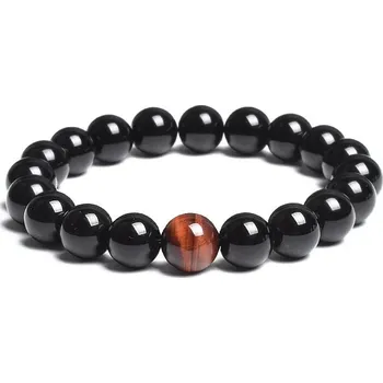 Náramek Stylový náramek onyx s tygřím okem | náramek muži, pánský šperk - 10MM-203027829 , 17 cm - 6,7 palce