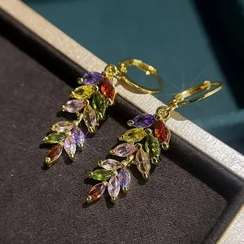 Náušnice Visací náušnice s vícebarevnými kameny | dámské šperky 2 ks