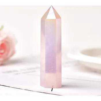 Přírodní minerální krystalová věž | Minerální kameny, ochranný kámen - Aura Rose Quartz , 70-80 mm