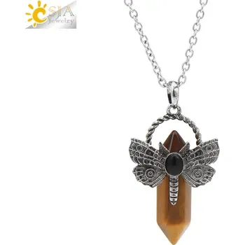 Náhrdelník Náhrdelník vážka s přírodním kamenem | přívěsek vážka, šperk s kamenem - Řetízek tygřího oka