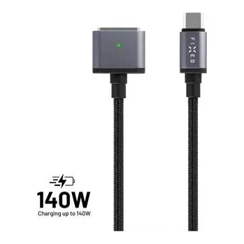 Datový kabel FIXED Nabíjecí opletený kabel s konektory USB-C/MagSafe 3, 2m, 140W, šedý