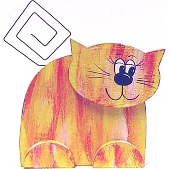 Železářství Kočka dřevěná malá - žlutá - 11 x 2 x 11 cm