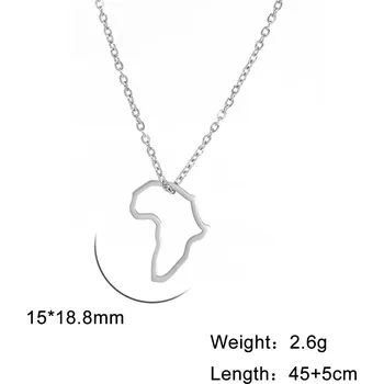 Náhrdelník Náhrdelník s mapou Afriky | ocelový řetízek - Styl C ocelová barva