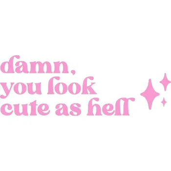 Zrcadlo Nalepka s motivem „vypadáš skvěle“ na zrcadlo | samolepka na zrcadlo, dekorace do salonu - QT15151 Měkká růžová , Šířka 26 cm