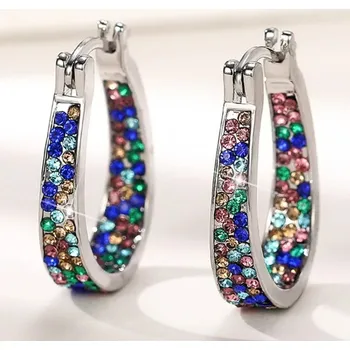 Náušnice Luxusní kruhové náušnice s barevnými zirkony | náušnice pro ženy