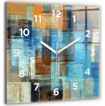 Hodiny Skleněné nástěnné hodiny do kanceláře s barevným motivem - abstrakce 60x60 cm