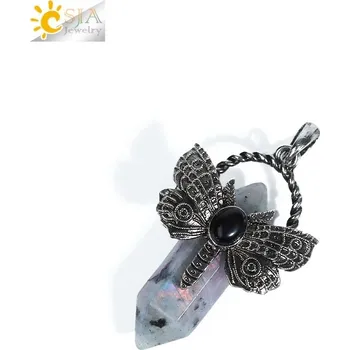 Náhrdelník Náhrdelník vážka s přírodním kamenem | přívěsek vážka, šperk s kamenem - labradorit