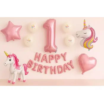 Balónek Narozeninový set balónků Jednorožec s číslem číslo 3
