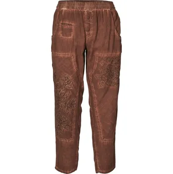 Dámské kalhoty Kalhoty Nu Denmark 8018-10 moka hnědé s výšivkou Velikost: 38