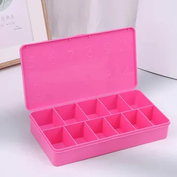 Úložný box Úložný box na nehty, 11 přihrádek | plastový organizér, box s víkem - Růžově červená