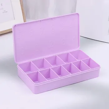 Úložný box Úložný box na nehty, 11 přihrádek | plastový organizér, box s víkem - fialová