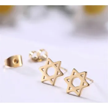 Náušnice Náušnice ocelové šesticípá hvězda | šperky 2 ks - Zlato