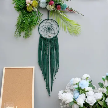 Lapač snů Lapač snů, boho dekorace ruční práce | nástěnná dekorace, lapač snů - Tmavě zelená