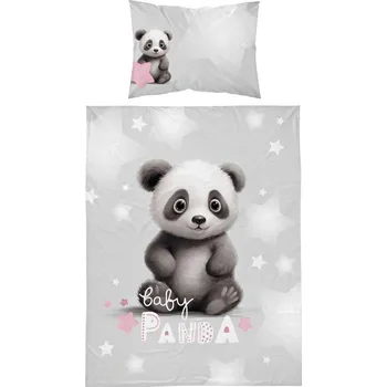 Povlečení DETEXPOL Povlečení do postýlky Baby Panda šedá Bavlna, 100/135, 40/60 cm