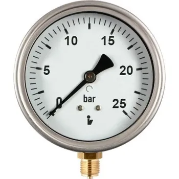 MALGORANI Manometr (tlakoměr) d63mm 0-25 BAR SPODNÍ vývod 1/4&quot; - voda, vzduch M63250S