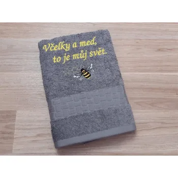 Ručník Ručník pro včelaře šedý 450g Včelky a med, to je můj svět