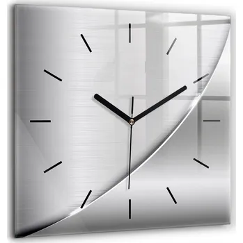 Hodiny Krásné Tiché Skleněné Hodiny na Zeď Stříbrné, tvrzené sklo, 60x60 cm, vzor 60x60