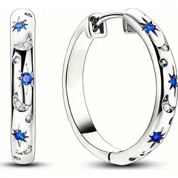 Náušnice Kruhové náušnice s gravírováním a motivy nebe | elegantní náušnice, kovové náušnice