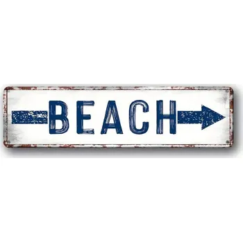 Plechová cedule BAF VINTAGE PLECHOVÁ CEDULE 2D - PLÁŽ 40 X 10 cm