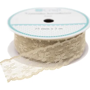 Stuha Krajková stuha 25mm 2m - pastelová béžová