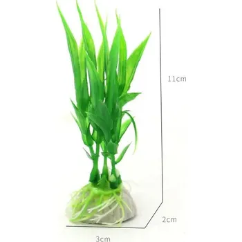 Dekorace do akvária Umělé rostliny do akvária s květy | akvarijní dekorace | vodní tráva - Zelená 11 cm