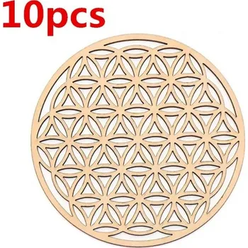 Dřevěná dekorace květ života 10-30 cm | dřevěný podtácek 10 ks - 10ks , 30 cm