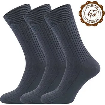 Pánské ponožky LONKA Ponožky pánské slabé ZEBRAN 100% bavlněné TMAVĚ ŠEDÉ (3 páry) 41-42 119484