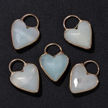 Přívěsek 1-3 ks Minerální přívěsek s motivem srdce | přívěsek na krk, šperk - Č. 1 Amazonit , 3 kusy