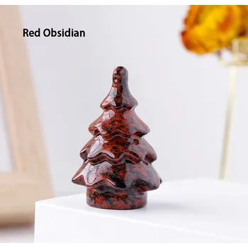 Vánoční dekorace Dekorativní vánoční stromek z minerálu | vánoční dekorace, domácí dekorace - Červený obsidián