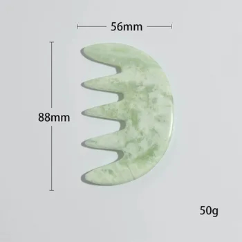Masážní přístroj Masážní hřeben gua sha z přírodního jadeitu | pomůcka pro masáž - Nefritový hřeben 04