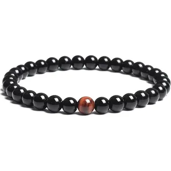 Náramek Stylový náramek onyx s tygřím okem | náramek muži, pánský šperk - 6MM-96235566 , 21 cm - 8,3 palce