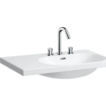 Umyvadlo Laufen Lua umyvadlo 75x46 cm, odkládací plocha vlevo, 3 otvory pro baterii, s přepadem, LCC, bílá