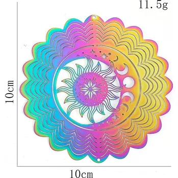 Zahradní dekorace Duhová magická větrná spirála, 3d dekorace na zahradu | větrná spirála, zahradní dekorace, lapač paprsků - Sluneční hvězda Měsíc