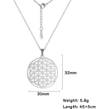 Náhrdelník Náhrdelník květ života ocelový | dámský šperk - Styl 1 Ocel-30mm , 45-50 cm
