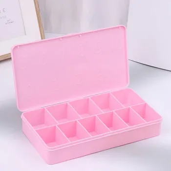 Úložný box Úložný box na nehty, 11 přihrádek | plastový organizér, box s víkem - Růžový