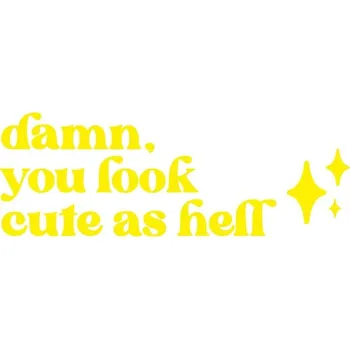 Zrcadlo Nalepka s motivem „vypadáš skvěle“ na zrcadlo | samolepka na zrcadlo, dekorace do salonu - QT15151 Žlutá , Šířka 26 cm