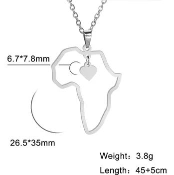 Náhrdelník Náhrdelník s mapou Afriky | ocelový řetízek - Styl B Barva oceli