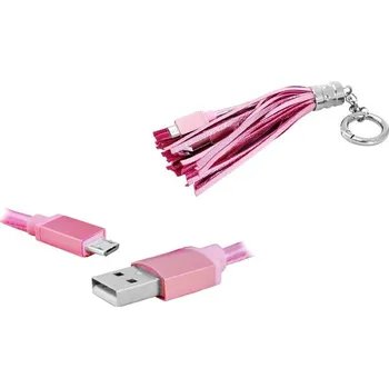 LTC USB - micro USB nabíjecí kabel jako klíčenka, barva růžová