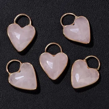 Přívěsek 1-3 ks Minerální přívěsek s motivem srdce | přívěsek na krk, šperk - NO.4 Růženín , 1 kus