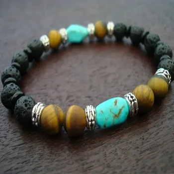 Náramek Pánský letní korálkový náramek z jaspisu | náramek z minerálů, náramek na ruku - S3