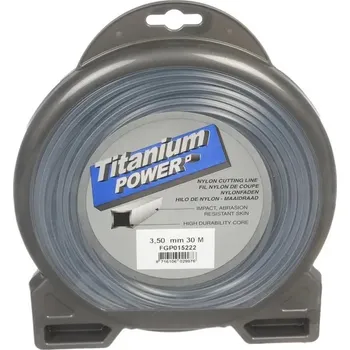 Žací struna Titanium Power Line, hranatá, 3,5 mm x 30 m Kramp (KP-NL3530TSKR) (Profesionální hranaté nylonové lanko pro vyžínače, křovinořezy - poskytuje oproti běžným žacím strunám o cca 30 % vyšší žací výkon. Délka 30 m, průměr 3,5 mm, hranatý tvar)
