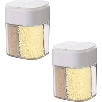 Dóza na potraviny Cestovní kořenka 4v1 s víčkem | dóza na koření, přenosná kořenka - 2ks Bílá