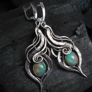 Náušnice Vintage oválné náušnice s barevnými kameny | dámské šperky 2 ks