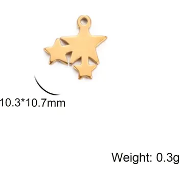 Náramek Ocelové přívěsky hvězda | šperk 5 ks - Barva E zlatá