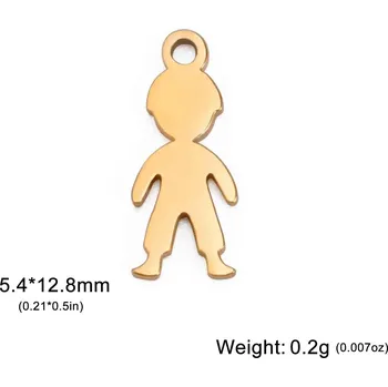 Přívěsek Přívěsky pro děti | šperkové komponenty, ocelové šperky 5 ks - Chlapec zlatá barva