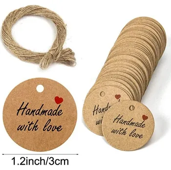 Dárková visačka 100 ks Visačky na dárky z kraftového papíru | dárkové visačky | handmade visačky - 7