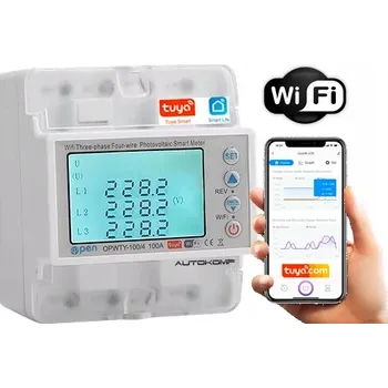 IP kamera Třífázový elektroměr 100A 400V TUYA WiFi DIN, obousměrný pro fotovoltaiku (PV)