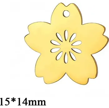 Přívěsek Přívěsky z oceli květiny | šperkové komponenty 5 ks - Styl 9 Gold