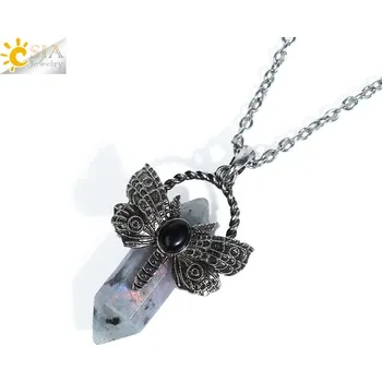 Náhrdelník Náhrdelník vážka s přírodním kamenem | přívěsek vážka, šperk s kamenem - Labradoritový řetěz